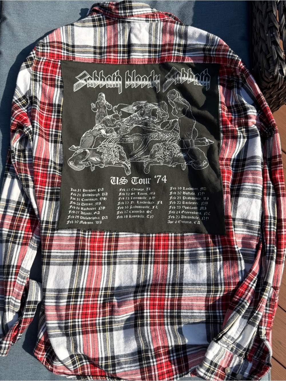 Black Sabbath one of a kind custom flannel concert tee button down xl